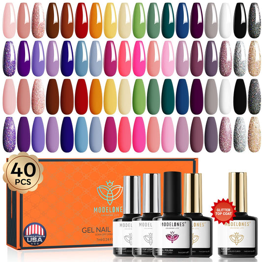 Modelones 40 PCS Gel Nail Polish Set, 36 Colors