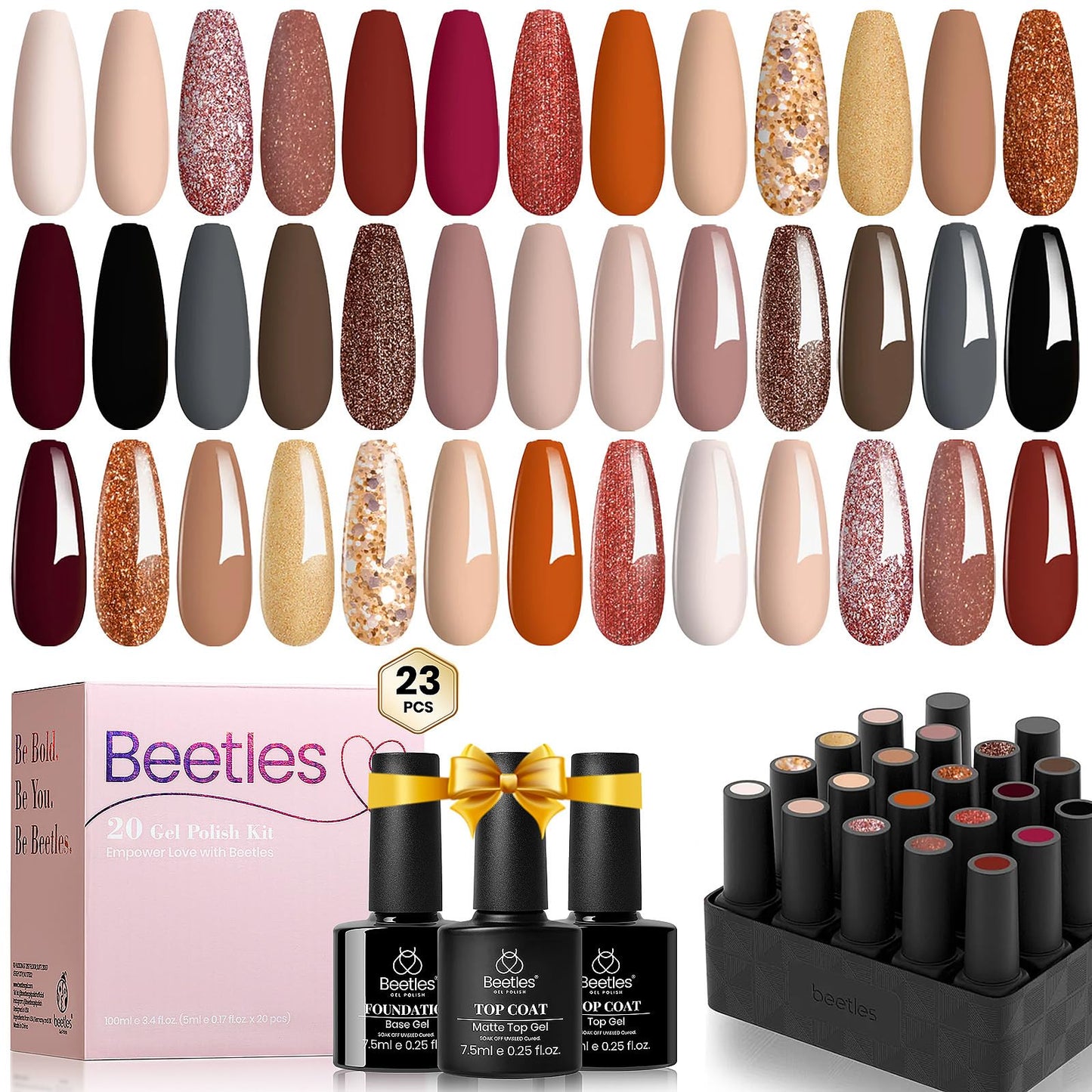 Beetles 23Pcs Gel Nail Polish Kit, (20 Colors)