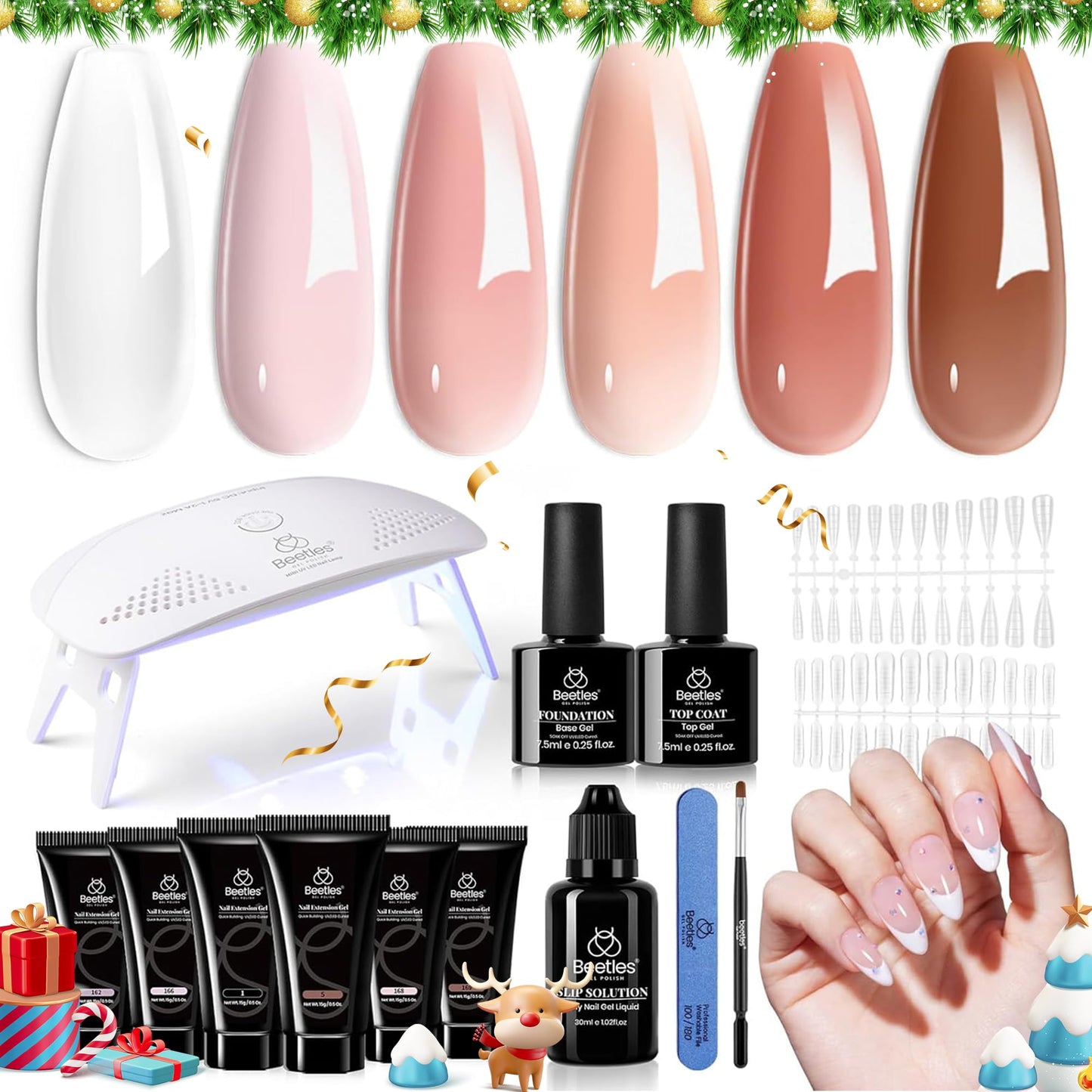 Beetles Poly Nail Gel Kit with UV Kit (6 Colors)