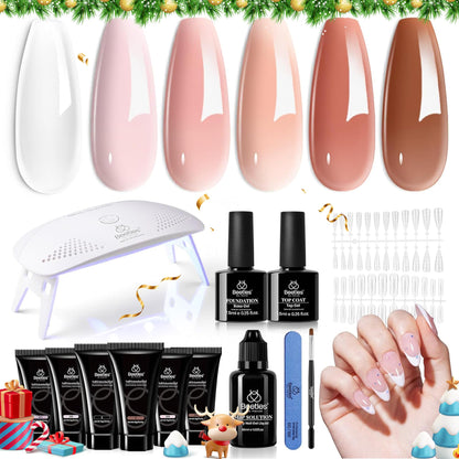 Beetles Poly Nail Gel Kit with UV Kit (6 Colors)