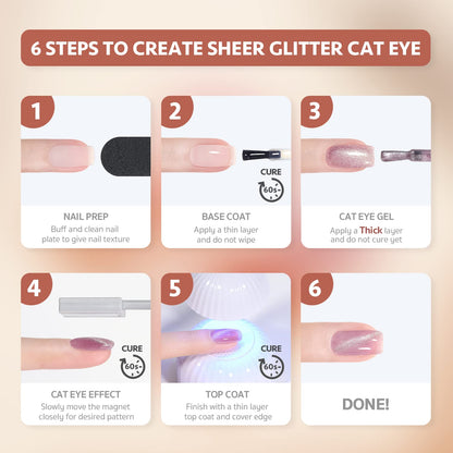 Cat Eye Gel Nail Polish Set (6 Colors)