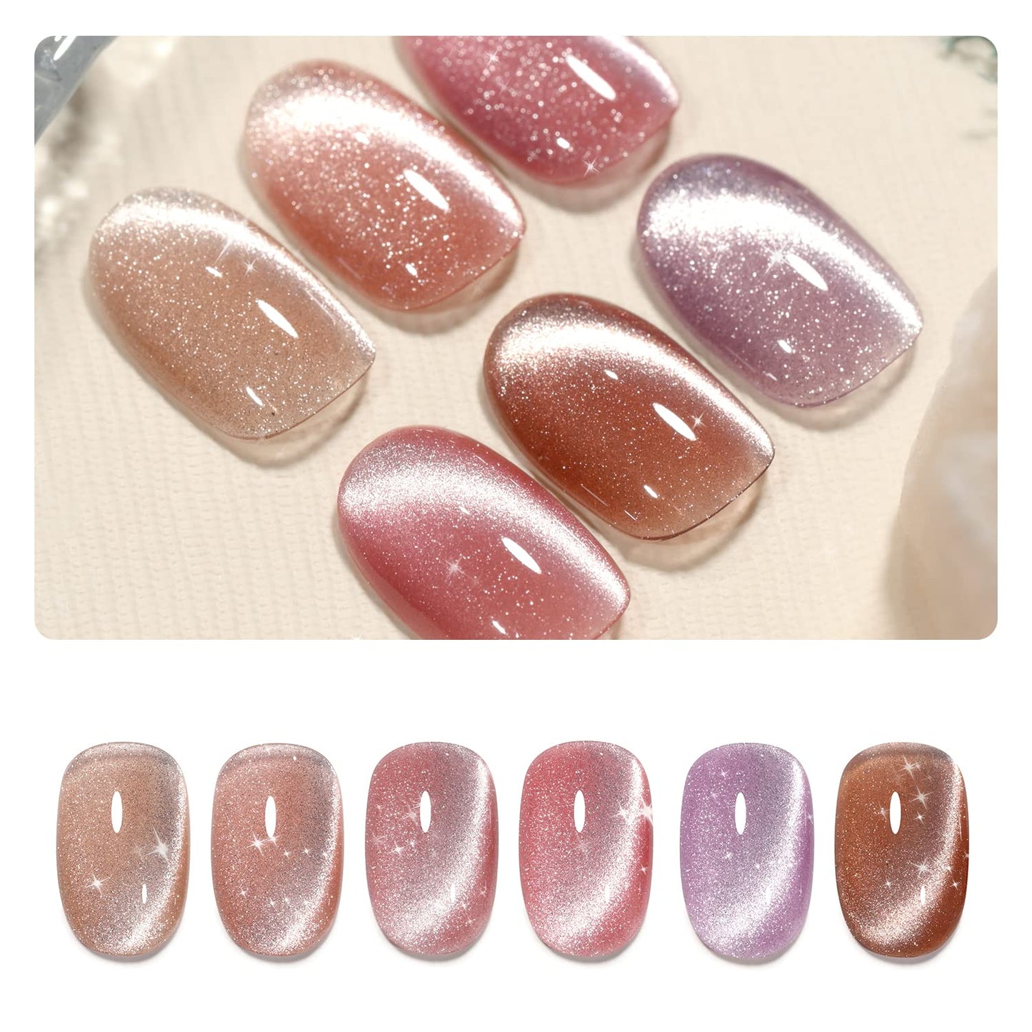 Cat Eye Gel Nail Polish Set (6 Colors)